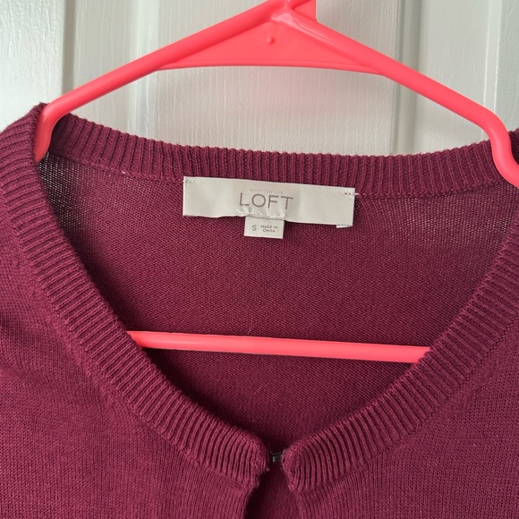Loft Maroon Lace Back Cardigan Sweater Size S - Picture 3 of 4